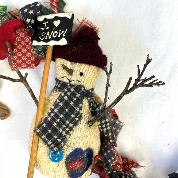 2 rag Tie Garland Snowman Winter Country Christmas - Picture 7 of 12